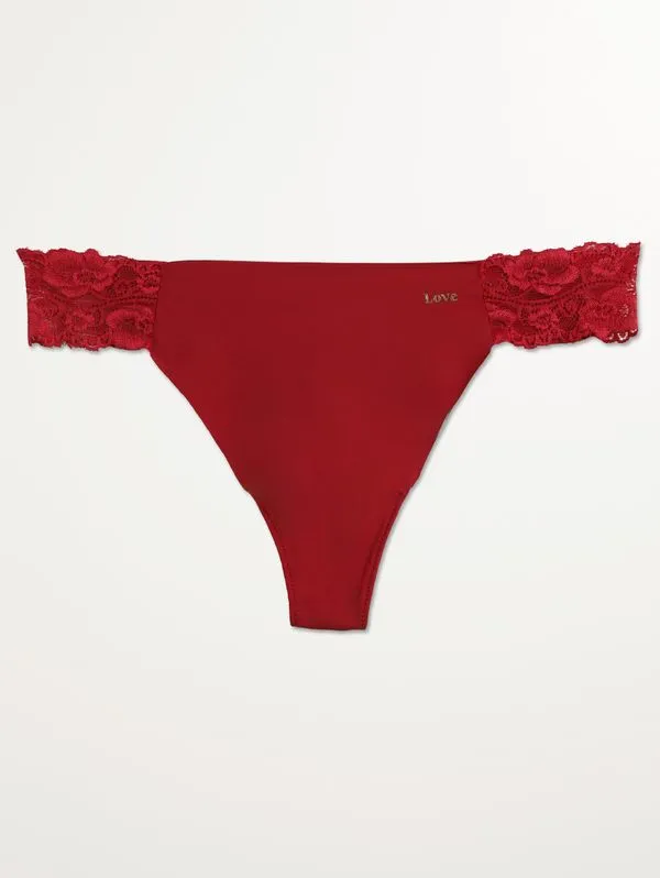 Calcinha Laser Fio em Renda Feminina VERMELHO M