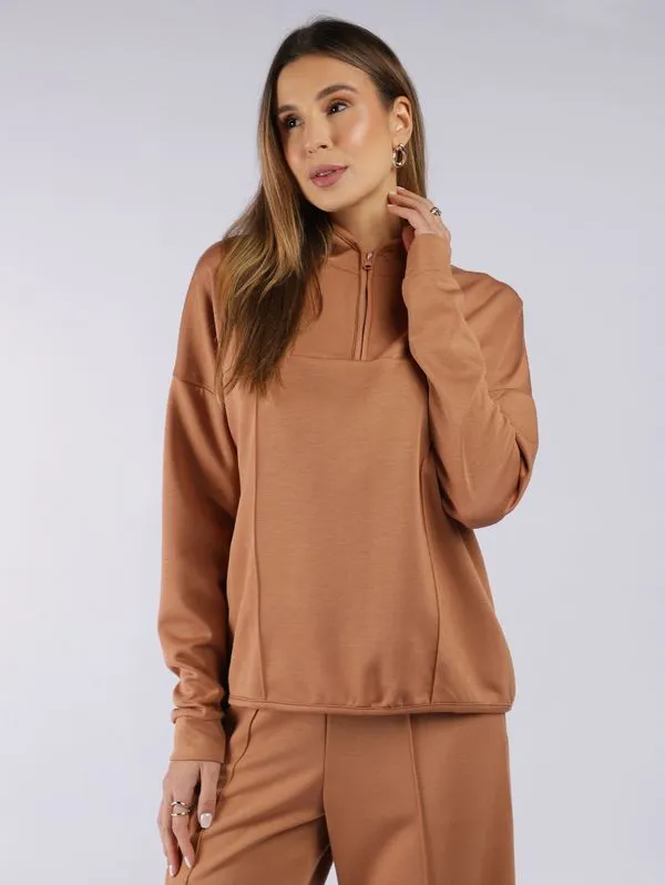 Blusão Soft Touch Zíper Autentique Feminino MARROM M