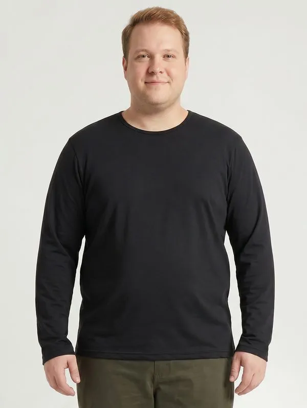 Camiseta Térmica Manga Longa Plus Size Masculina PRETO G3