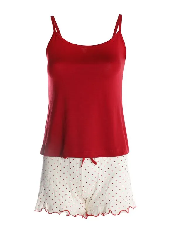Pijama Curto Poá Feminino VERMELHO GG