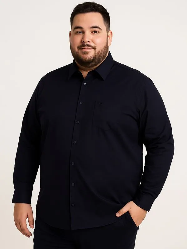 Camisa Manga Longa Plus Size Masculina MARINHO 8