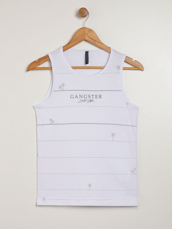 Camiseta Regata Gangster Juvenil Para Menino - BRANCO 10