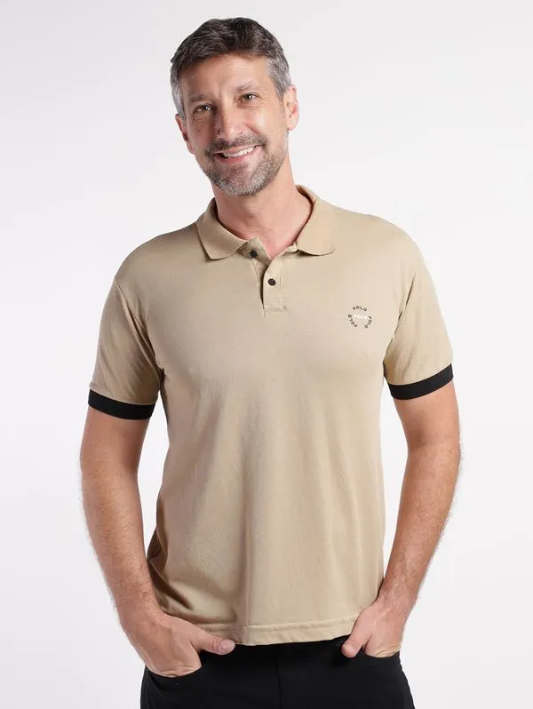 Polo Manga Curta Masculina BEGE GG