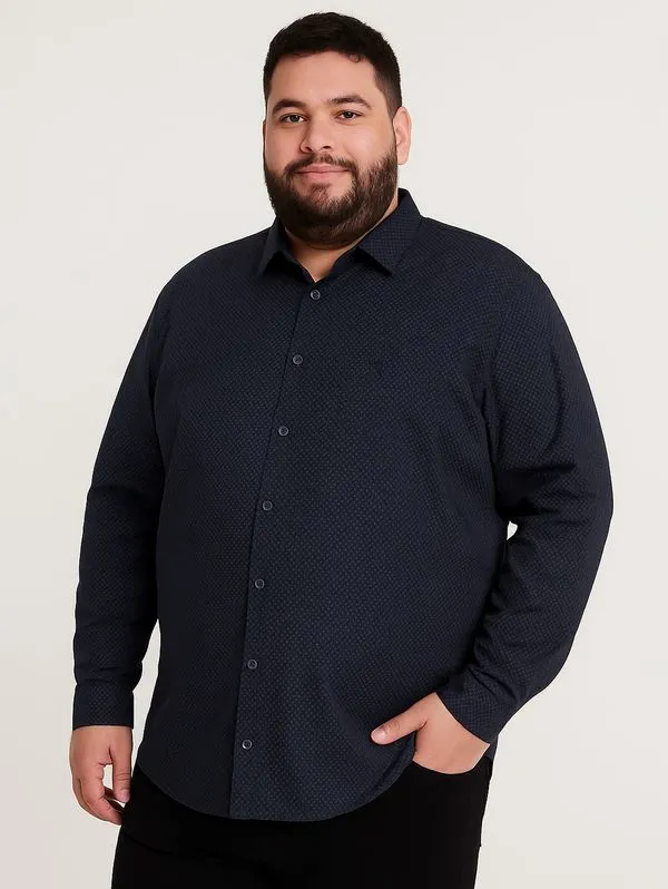 Camisa Nobre Gravataria Plus Size Masculina MARINHO 8