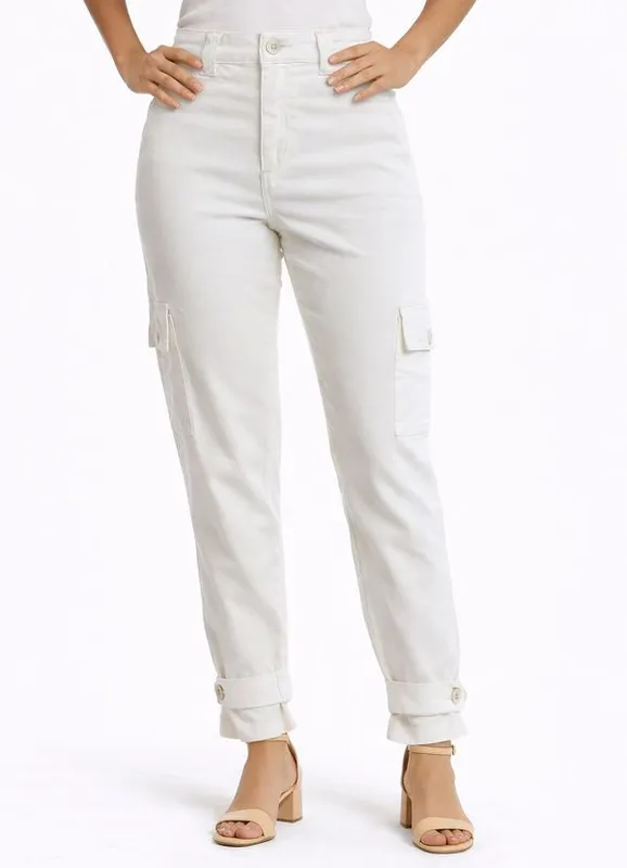 Calça Sarja Mom Cargo Sawary Feminina OFF WHITE 44