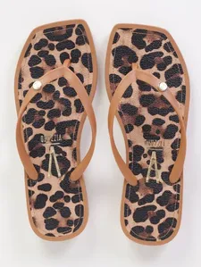 Rasteira Animal Print Vizzano Feminina MARROM 34