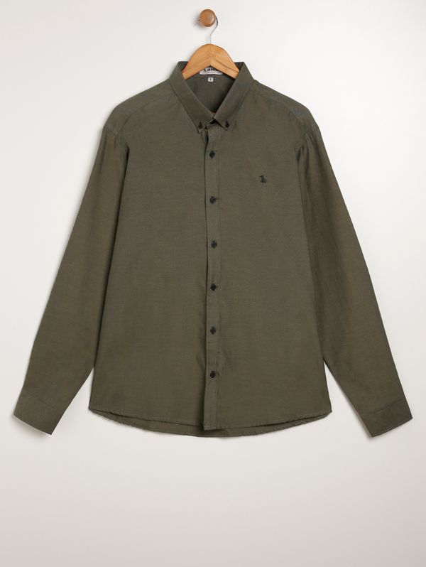 Camisa Manga Longa Plus Size Masculina VERDE 7