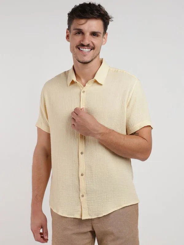 Camisa Manga Curta Masculina AMARELO GG