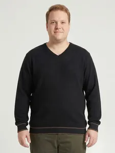 Blusão Tricot Plus Size Masculino PRETO G2