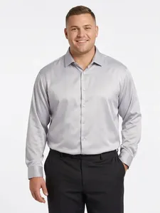 Camisa Manga Longa Plus Size Masculina CINZA G3
