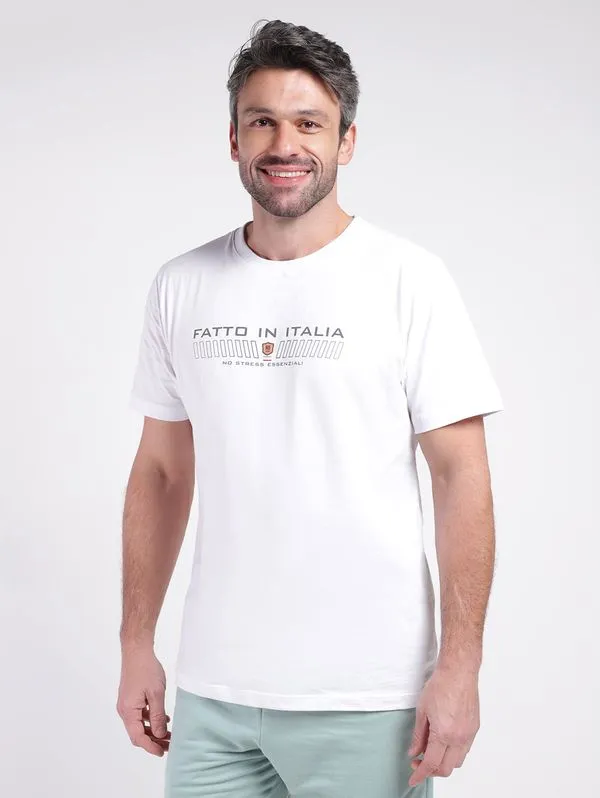 Camiseta Manga Curta No Stress Masculina BRANCO P