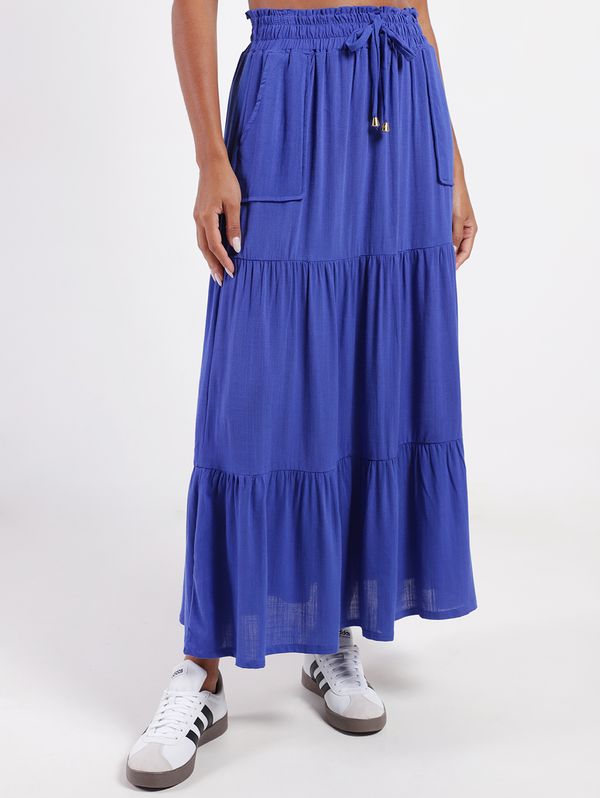 Saia Midi Feminina AZUL M
