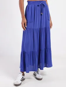 Saia Midi Feminina AZUL M