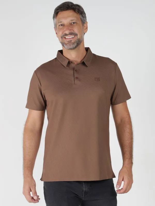 Polo Gola Trabalhada Gangster Masculina MARROM G