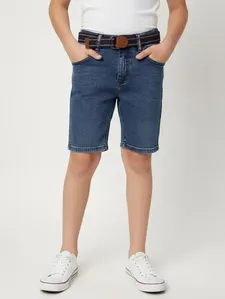 Bermuda Jeans Com Cinto Juvenil Para Menino - AZUL 10