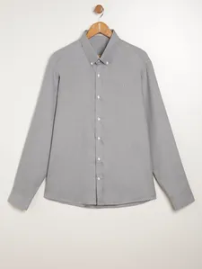 Camisa Manga Longa Plus Size Masculina CINZA 7