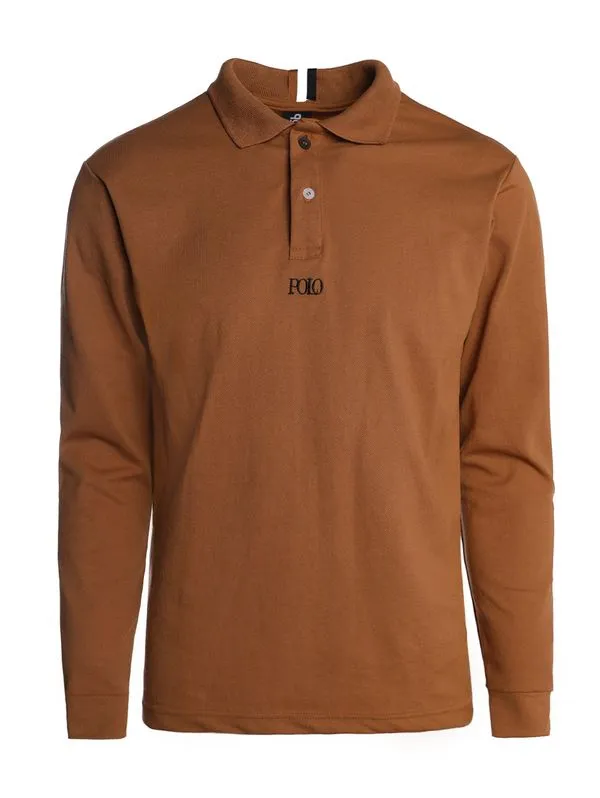 Polo Piquet Manga Longa Masculina CARAMELO G