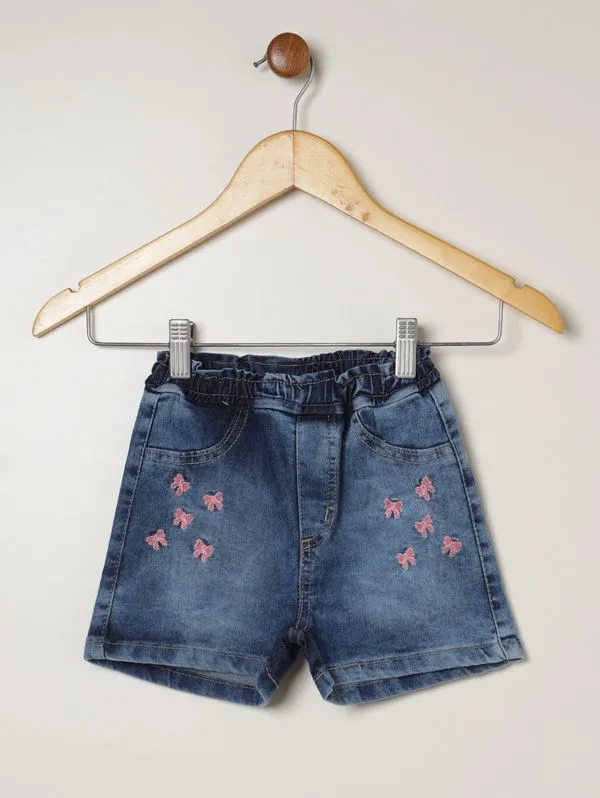 Short Jeans Infantil Para Menina - AZUL 2