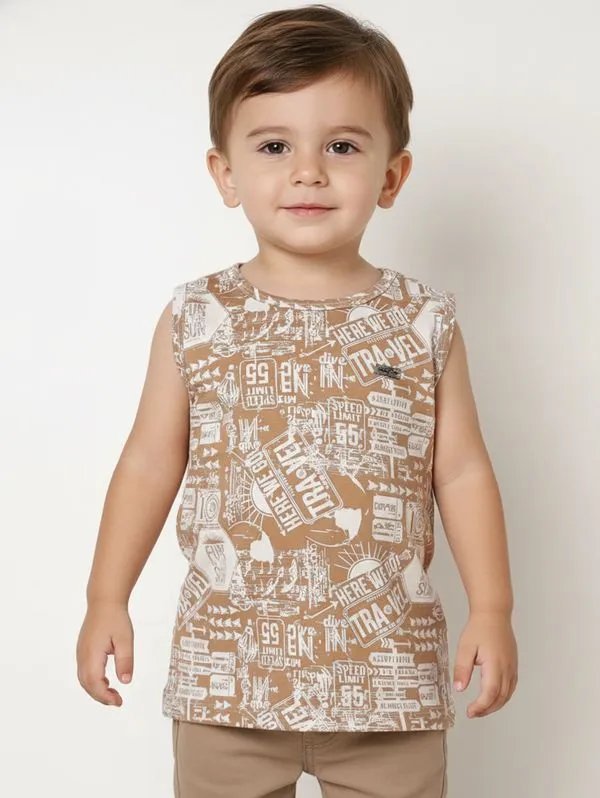 Camiseta Regata Infantil Para Menino - MARROM 2