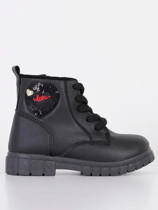 Bota Coturno Infantil Para Menina - Preto 23