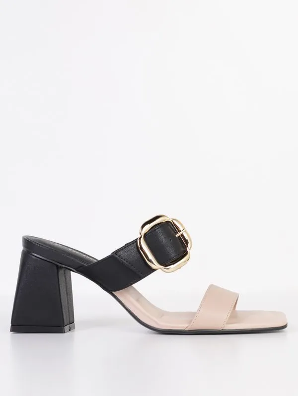 Tamanco Salto Bloco Bebecê Feminino PRETO/NUDE 34