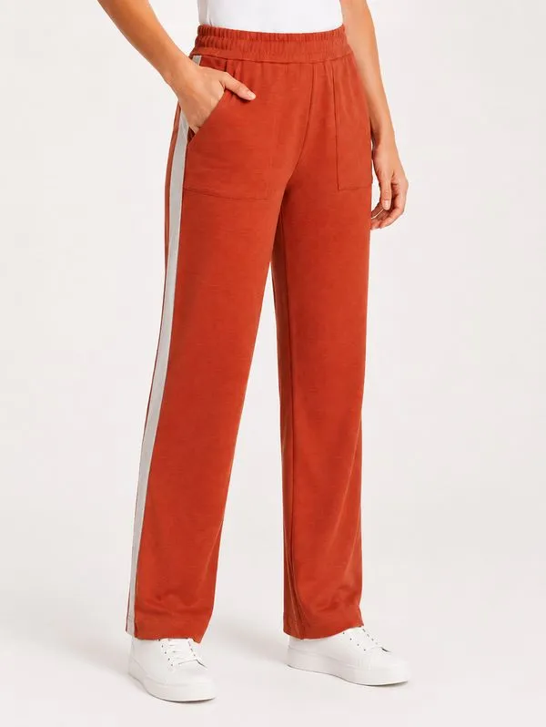 Calça Malha Ponto Roma Feminina MARROM/MARROM/OFF WHITE GG