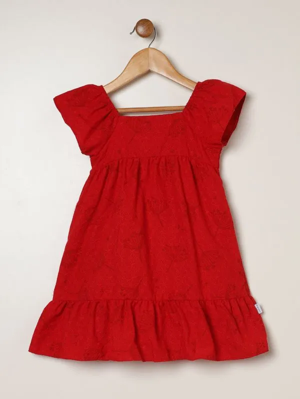 Vestido Plano Infantil Para Menina - VERMELHO 1