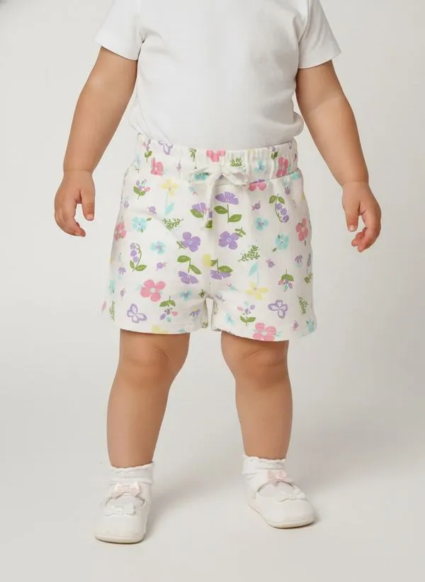Short Cotton Texturizado Infantil Para Menina - ROSA 1