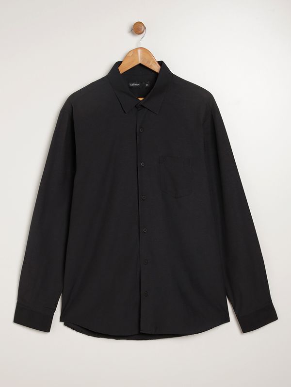 Camisa Manga Longa Plus Size Masculina PRETO 6
