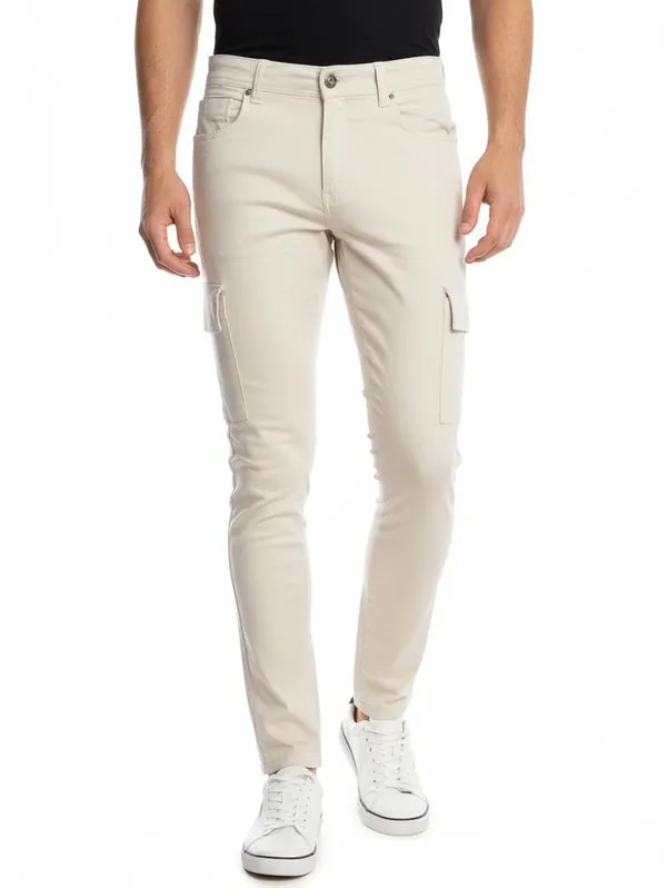 Calça Sarja Skinny Cargo Masculina AREIA 44