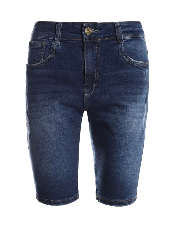 Bermuda Jeans Puídos Masculina AZUL 42