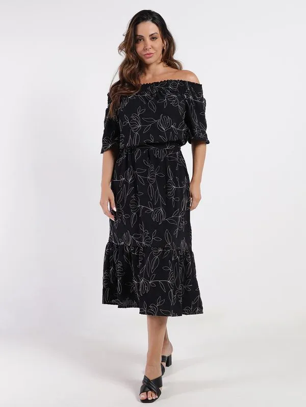 Vestido Longo Ciganinha Autentique Feminino PRETO GG