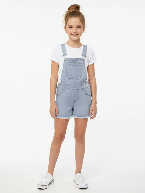 Jardineira Jeans Juvenil Para Menina - AZUL CLARO 16