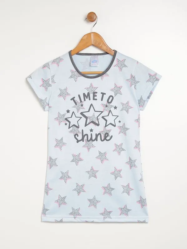 Camisola Juvenil Para Menina - AZUL CLARO 12