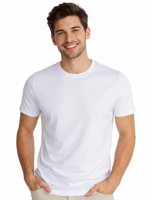 Camiseta Básica Manga Curta Masculina BRANCO M
