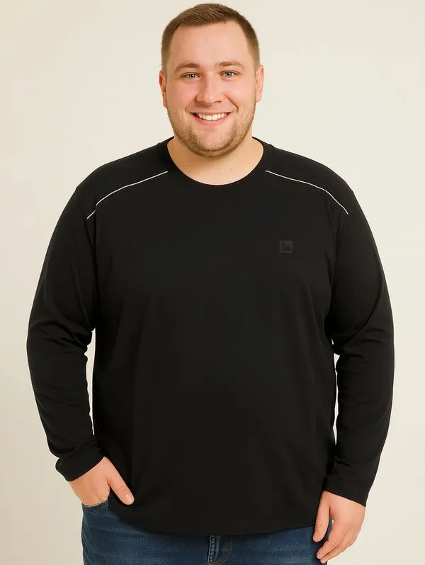 Camiseta Manga Longa Plus Size Masculina PRETO G2