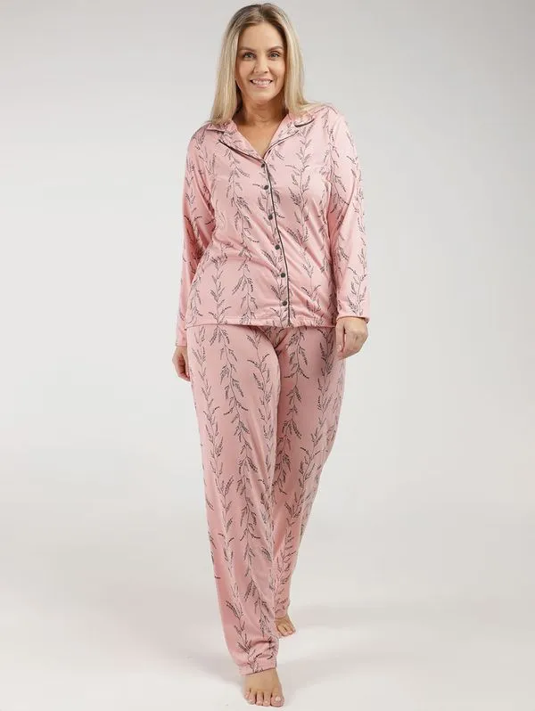 Pijama Americano Estampado Plus Size Feminino VERDE/ROSE EG