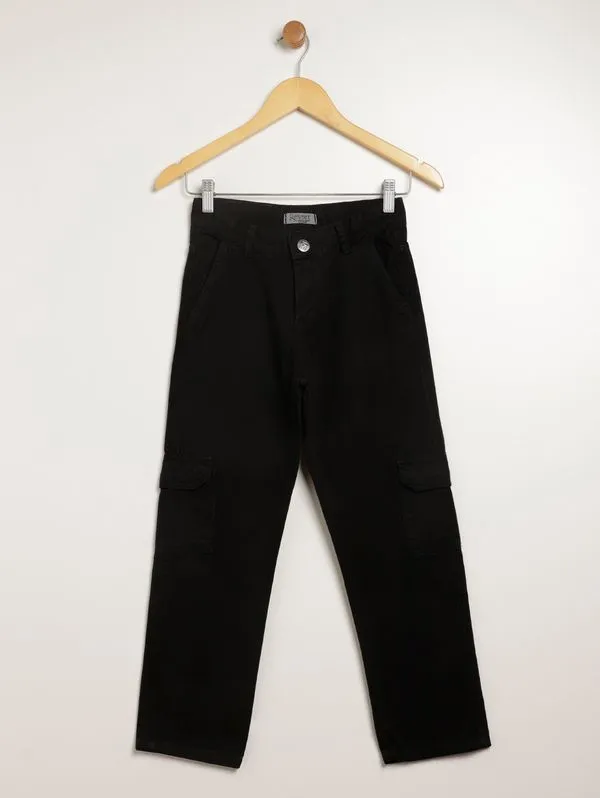 Calça Jeans Cargo Juvenil Para Menino - PRETO 16