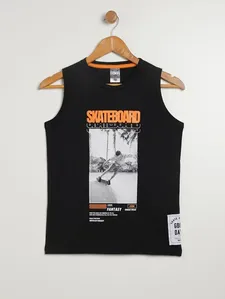 Camiseta Regata Juvenil Para Menino - PRETO 14