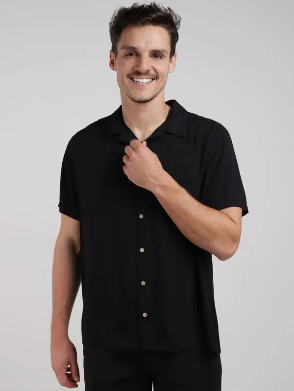 Camisa Gola Cubana Masculina PRETO GG
