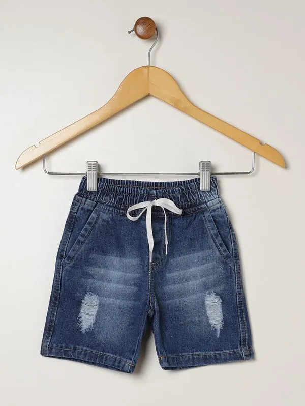 Bermuda Jeans Infantil Para Menino - AZUL 2