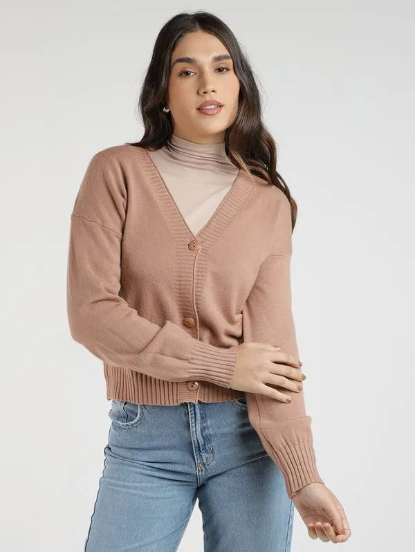 Cardigan Tricot Modal Feminino CARAMELO M