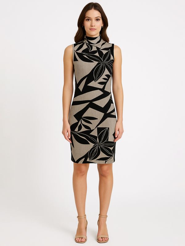 Vestido Canelado Autentique Feminino MARROM/PRETO M
