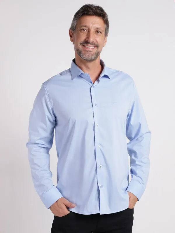 Camisa Manga Longa Slim Masculina AZUL GG