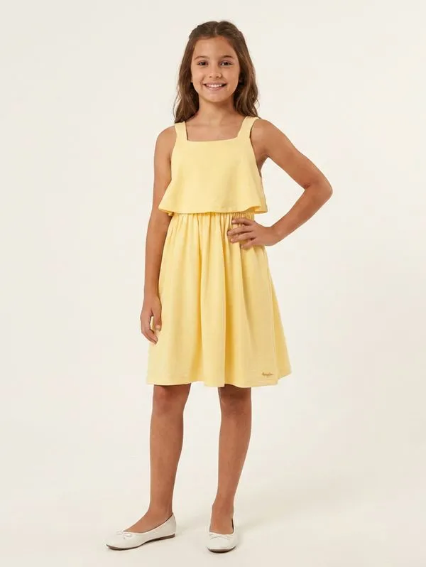 Vestido Texturizado Juvenil Para Menina- AMARELO 14