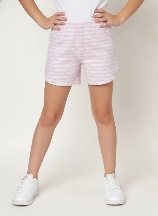 Short Moletinho Listrado Juvenil Para Menina- ROSA 10
