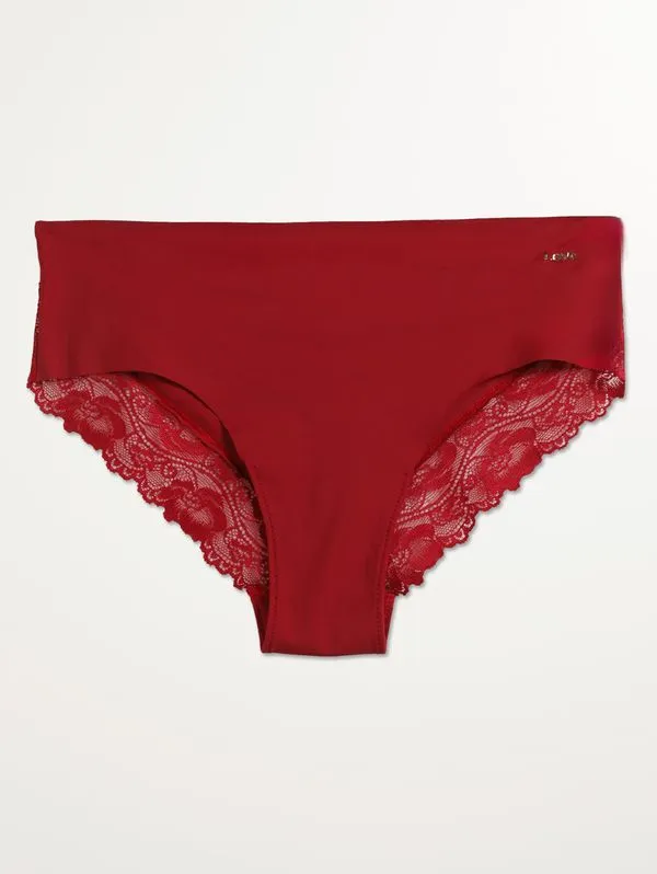Calcinha Biquíni Laser Detalhe Em Renda Feminina VERMELHO GG