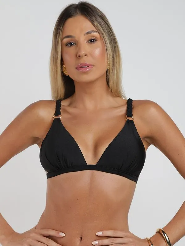 Biquíni Top Acetinado Bojo Soft Feminino PRETO 44