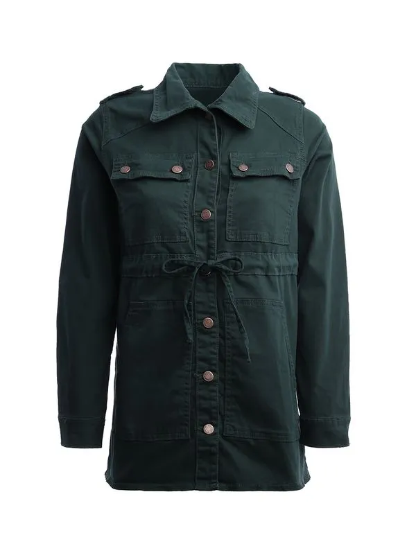 Jaqueta Parka Sarja Feminina Verde P