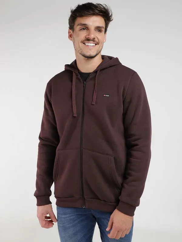 Jaqueta Moletom Com Capuz Masculina MARROM G